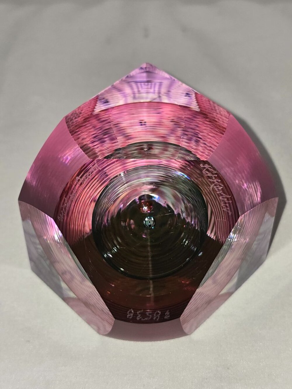 Kit Karbler & Michael David Signed Faceted Paperweight Art Glass Optic Geometric - Picture 9 of 16